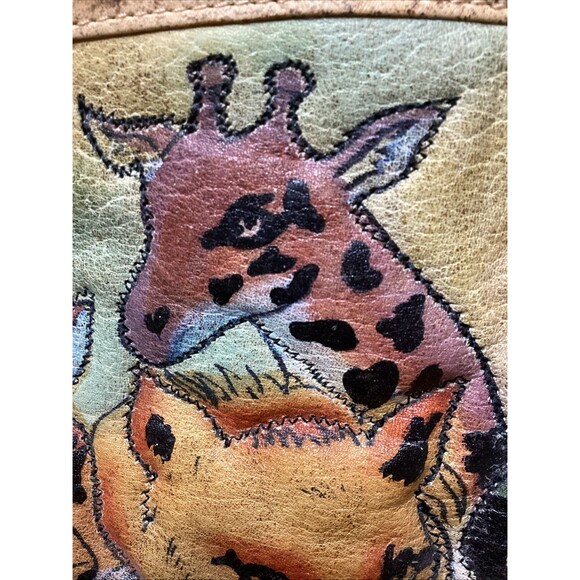 Signed Emily Ann Of Boca Raton Hand Painted Leather Make Up Pouch Wallet Clutch - Picture 4 of 15